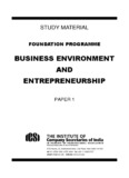 Business Environment & Entrepreneurship - The Institute of 