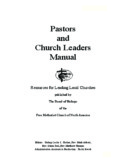 Pastors and Church Leaders Manual - Free Methodist Church - USA 