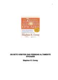 OS SETE HÁBITOS DAS PESSOAS ALTAMENTE EFICAZES Stephen R. Covey