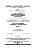 (AGRICULTURE) SOIL SCIENCE AND AGRICULTURAL CHEMISTRY