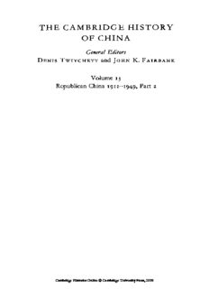 The Cambridge History of China, Vol. 13: Republican China 1912-1949, Part 2 