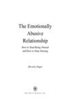 The Emotionally Abusive Relationship: How to Stop Being Abused and How to Stop Abusing
