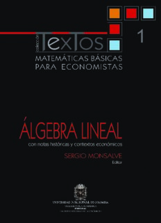 Matemáticas básicas para economistas: Algebra Lineal