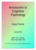 Introduction to Cognitive Psychology - Psychological Sciences