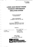 large liquid rocket engine transient performance simulation system united technologies pratt&whitney