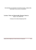 Lecture Notes on Renewable Energy Sources