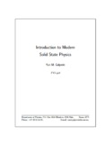 Introduction to Modern Solid State Physics