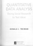 Quantitative Data Analysis: Doing Social Research to Test Ideas (Research Methods for the Social