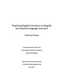 Teaching English Literature to English as a Second Language Learners